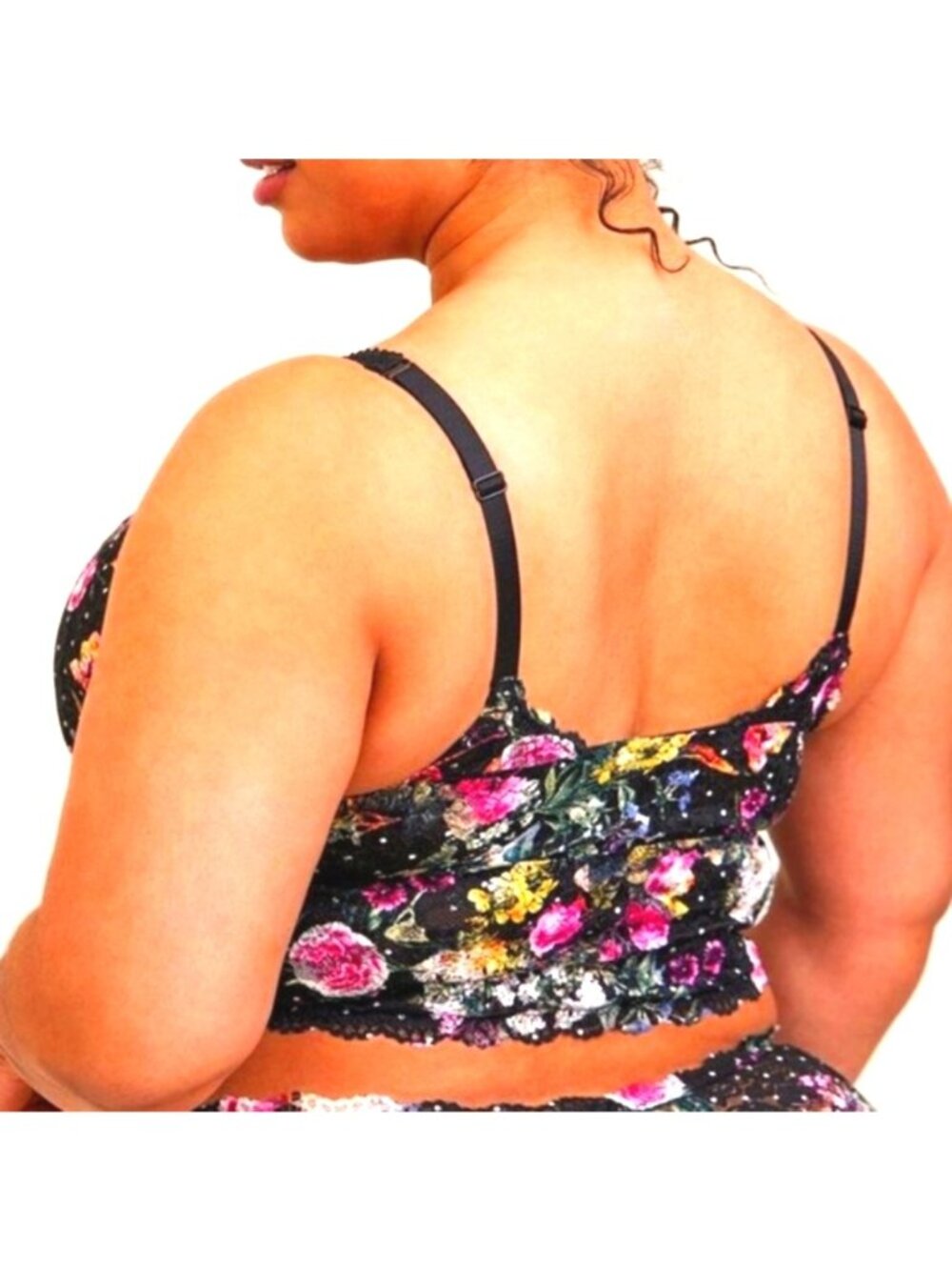 NEW Torrid 2 Floral Lace Bralette - Black and Pink 2x - Picture 2 of 7